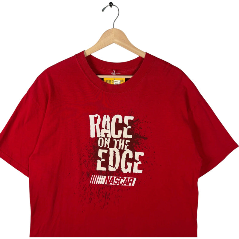 Vintage Race On The Edge Spellout Double Sided NASCAR Tee