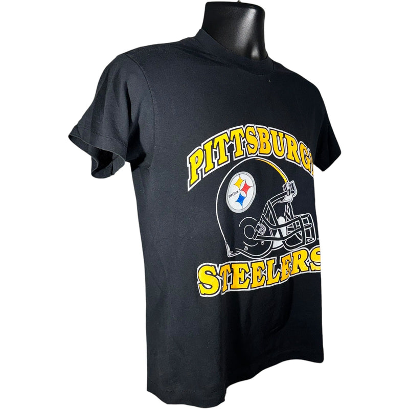 Vintage Pittsburgh Steelers Spellout Large Helmet NFL Tee