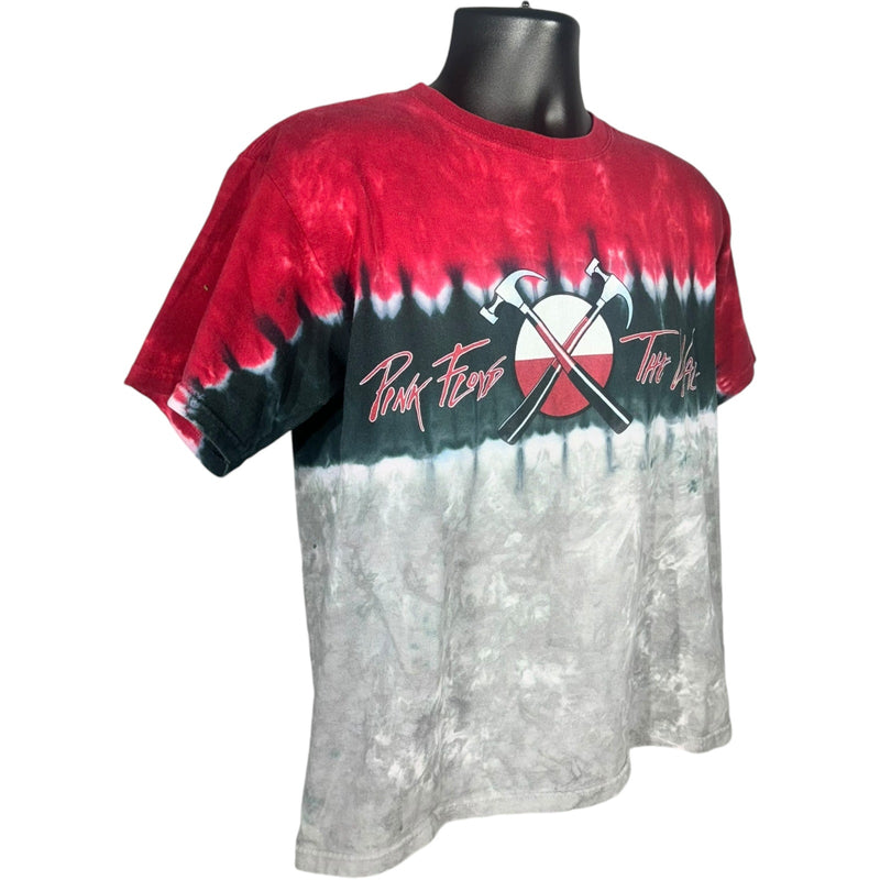 Vintage Liquid Blue Pink Floyd The Wall Tie Dye Band Tee