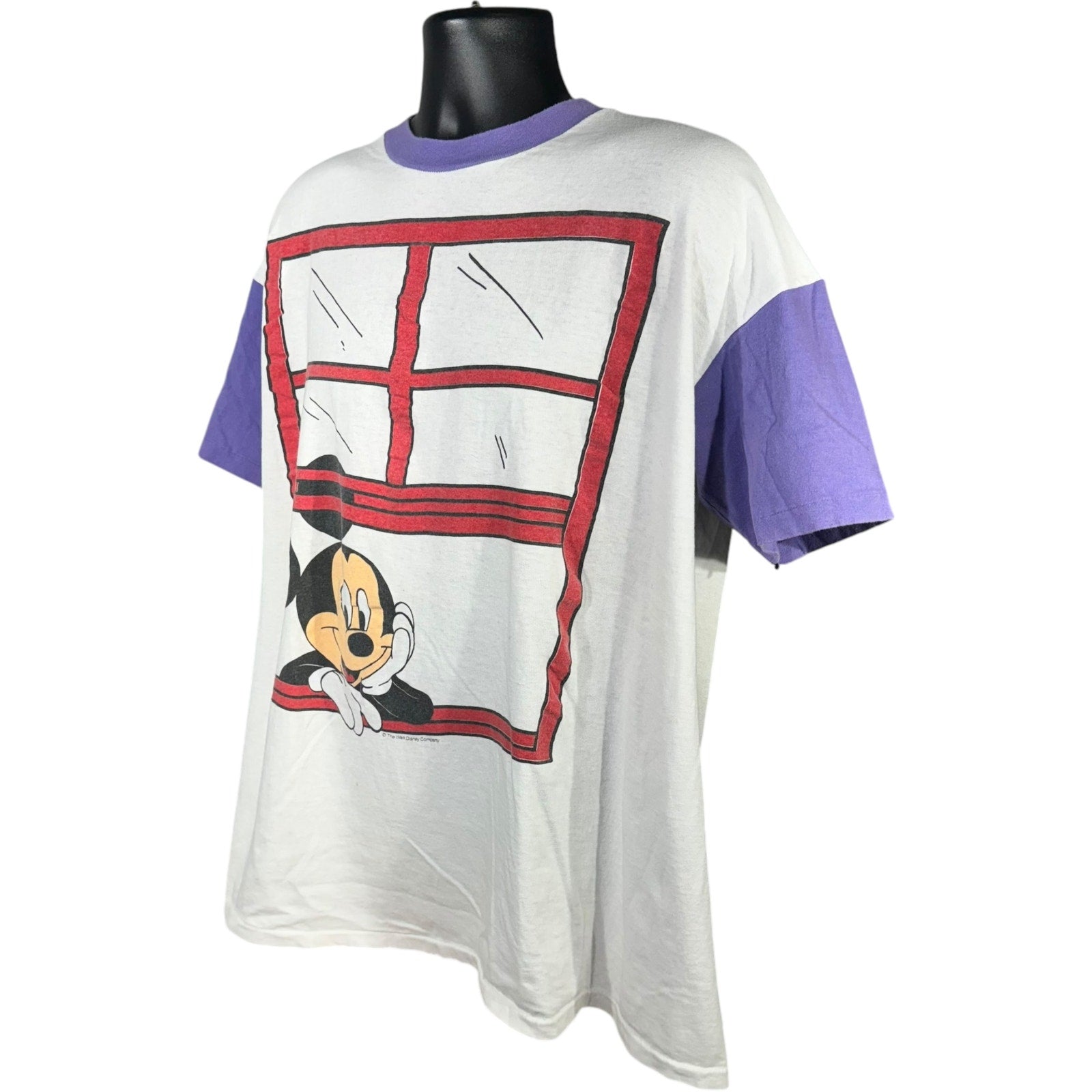 Vintage Mickey Mouse Continuation Print Ringer Tee 90s