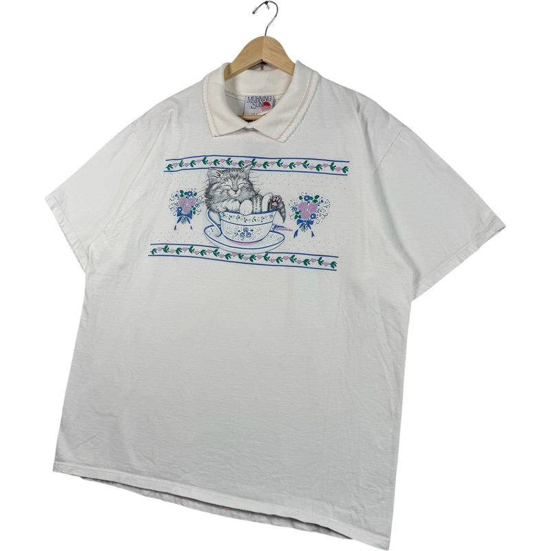 Vintage Kitten Sleeping In A Tea Cup Short Sleeve Polo