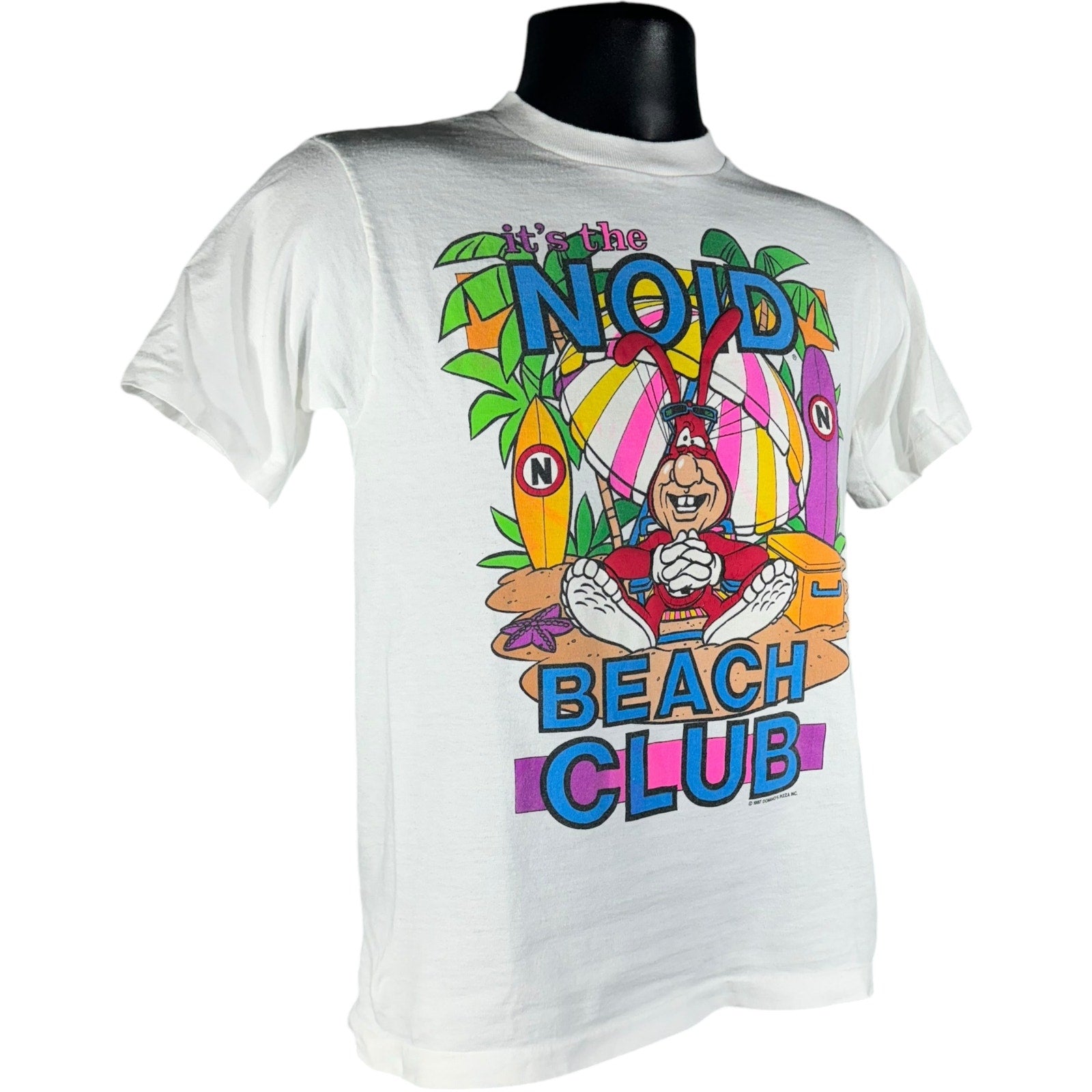 Vintage Noid Beach Club Dominos Pizza Tee 80's