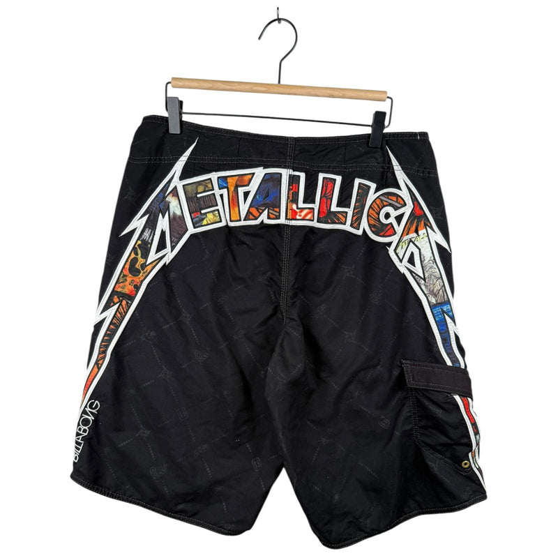 Vintage Billabong Metallica Embroidered Cargo Shorts 36