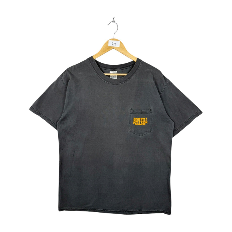 Vintage Boot Hill Saloon Daytona Beach Biker Pocket T-Shirt