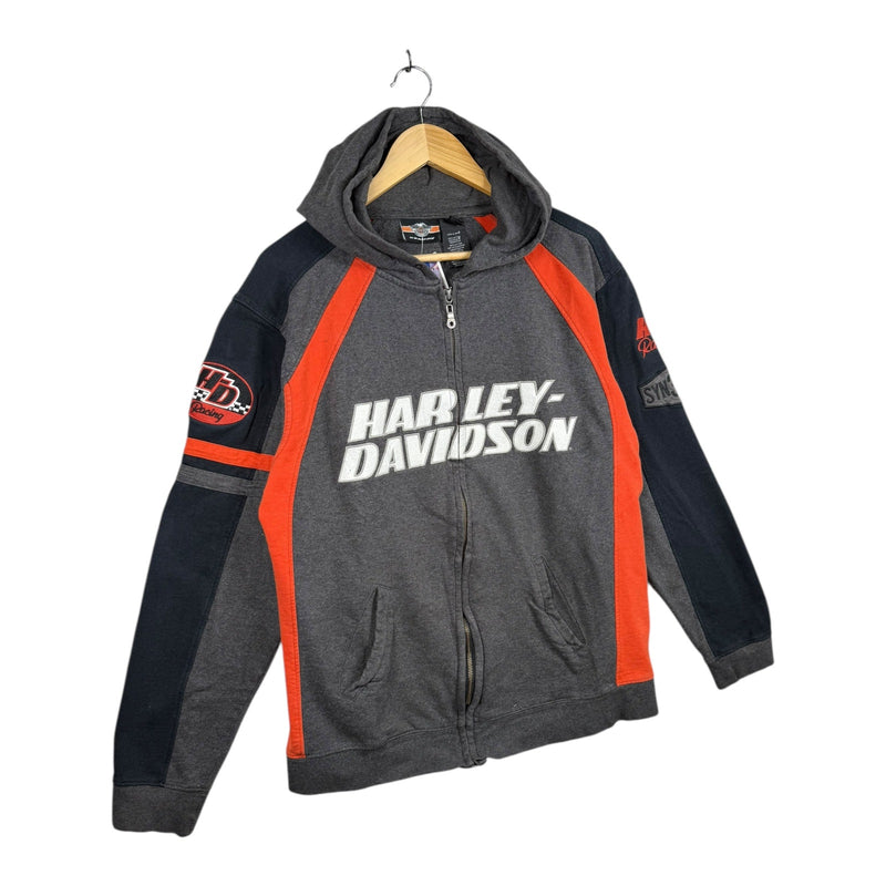 Vintage Harley Davidson Racing Colorblock Full Zip Hoodie
