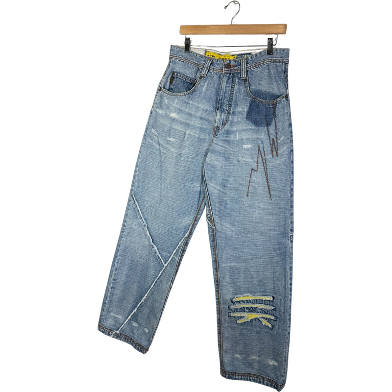 Vintage Straight Leg Contrast Stitch Denim Jeans