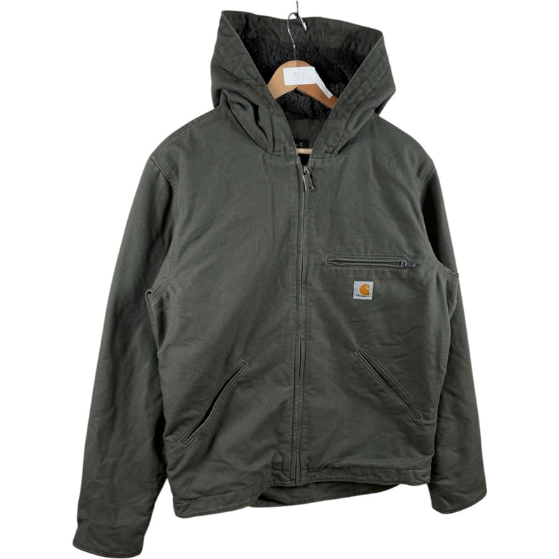 Vintage Carhartt Sherpa Lined Full Zip Hooded Workwear Jacket