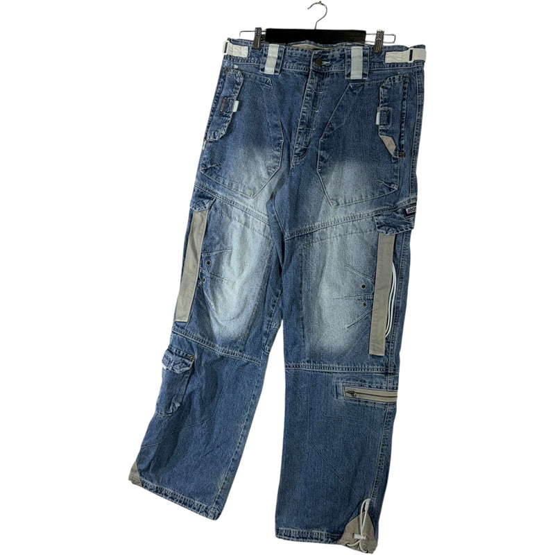 Vintage Jeans Wear Denim Double Knee Cargo Pants 36x32