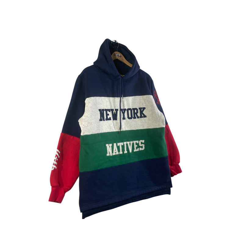 Vintage New York Natives Color Block Pullover Hoodie