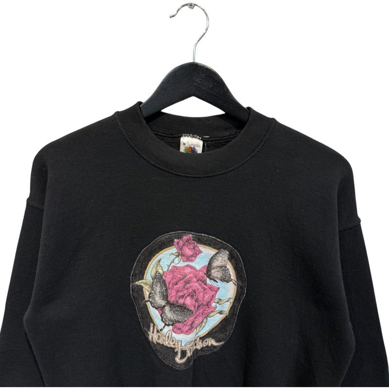 Vintage Women's Harley Davidson Rose & Butterflies Crewneck