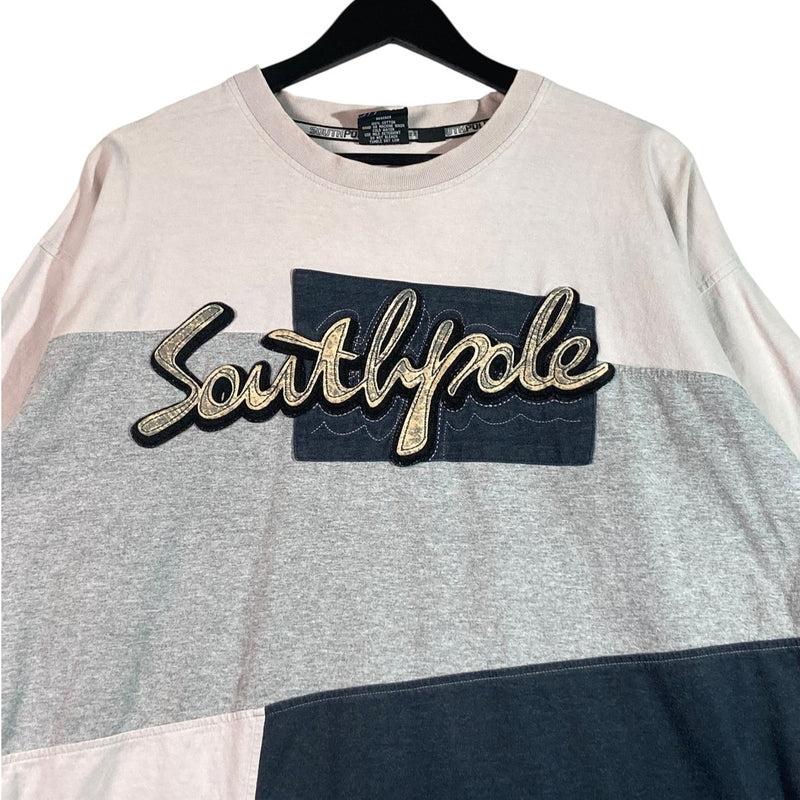 Vintage South-Pole Color Block Embroidered T-Shirt