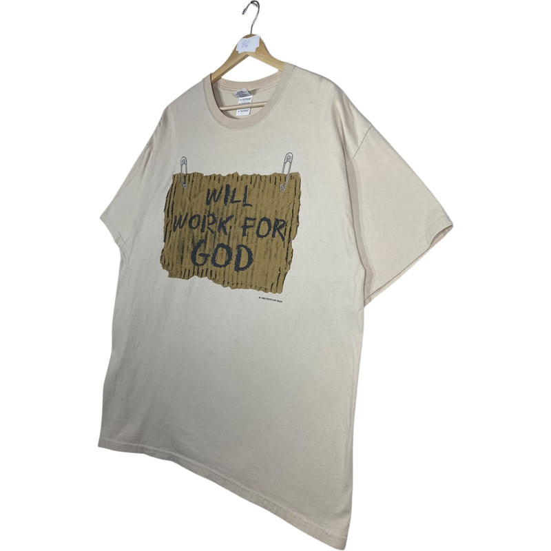 Vintage I will Work For God Graphic T-Shirt