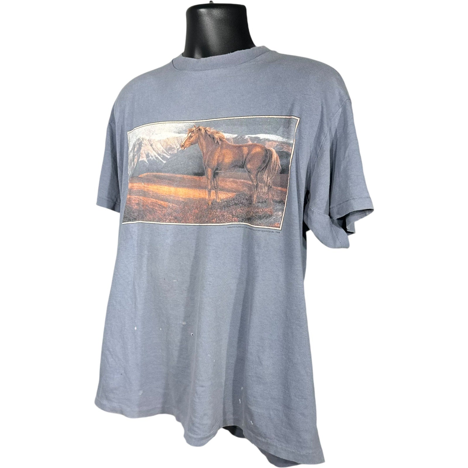 Vintage 3D Emblem Wild Mountain Horse Tee 90s