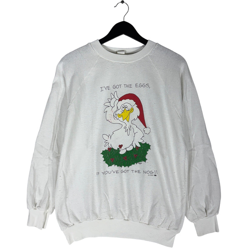 Vintage Christmas Egg Laying Goose Humor Crewneck 80s