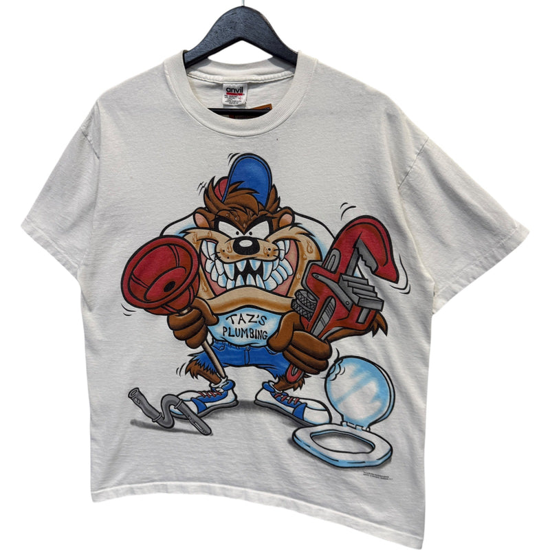 Vintage Looney Tunes Taz's Plumbing Double Sided Tee Large