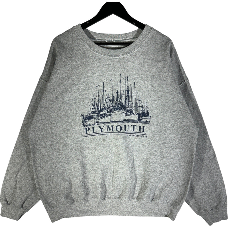 Vintage Plymouth Massachusetts Boats Souvenir Crewneck