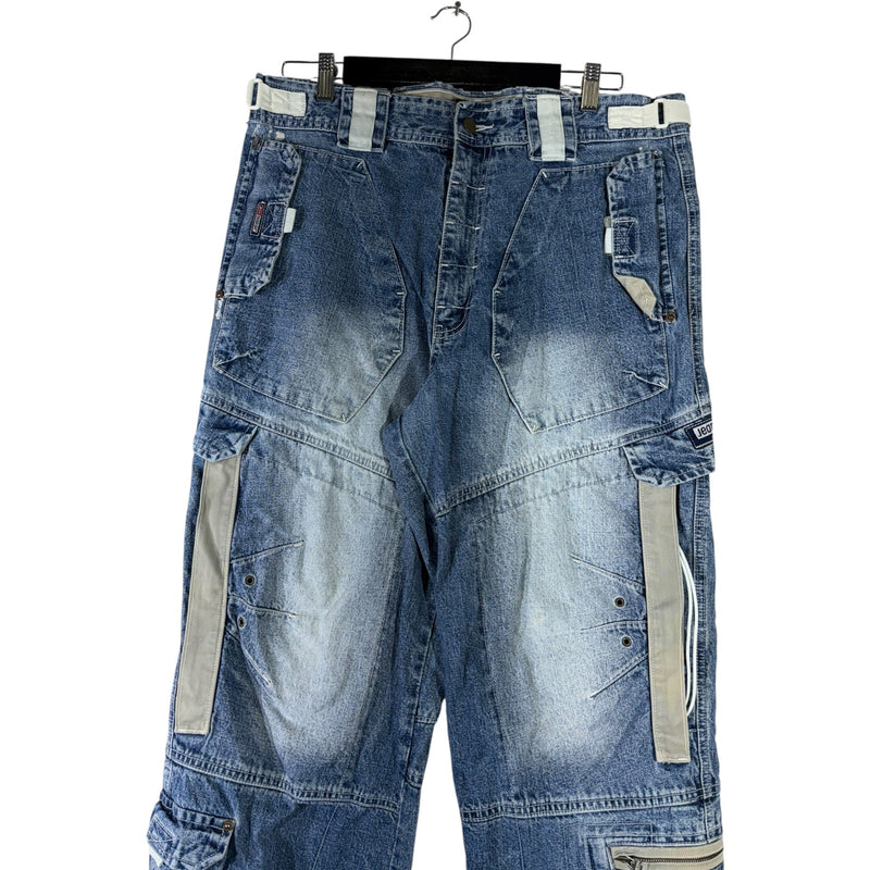 Vintage Jeans Wear Denim Double Knee Cargo Pants 36x32