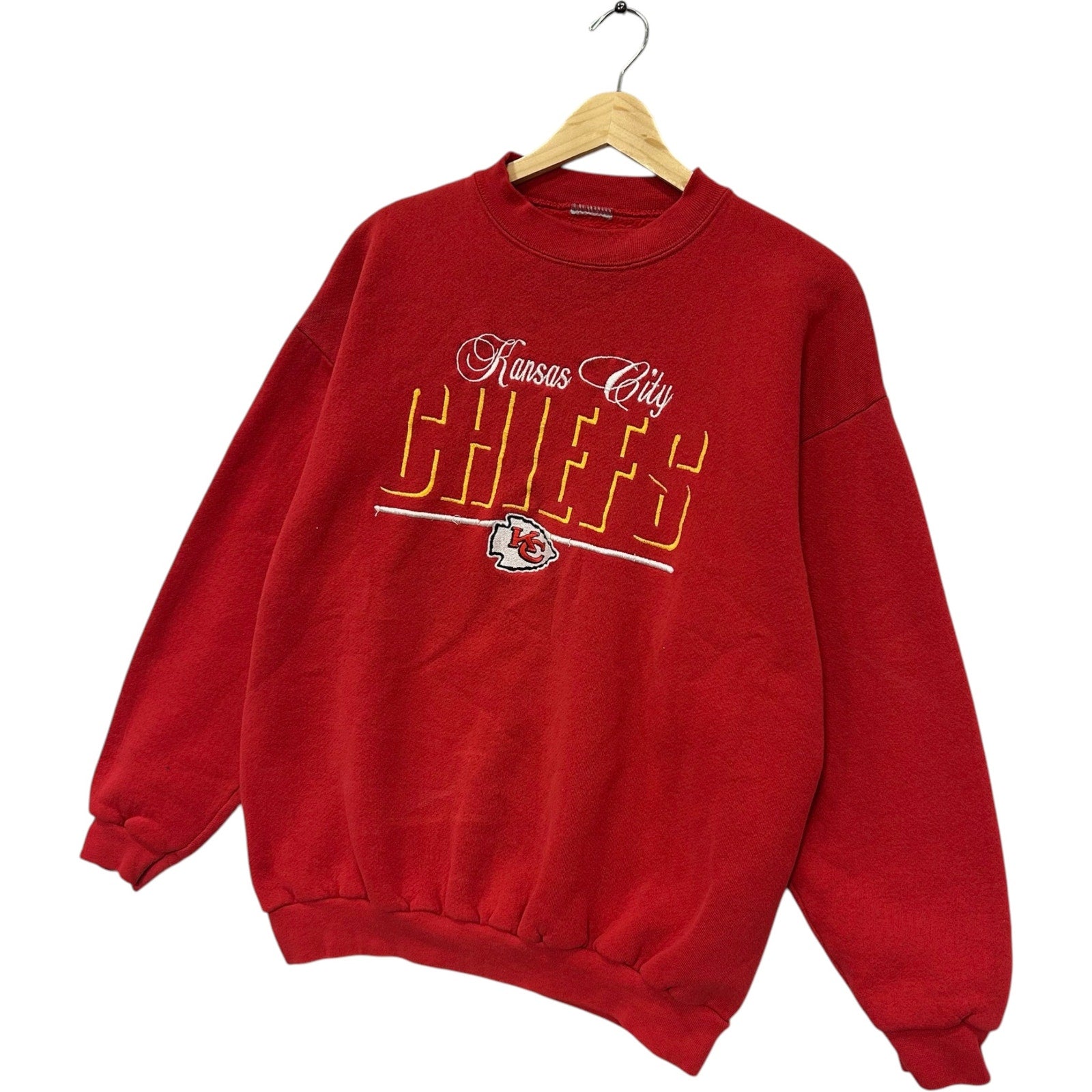 Vintage Kansas City Chiefs Embroidered Spellout Pullover NFL Crewneck