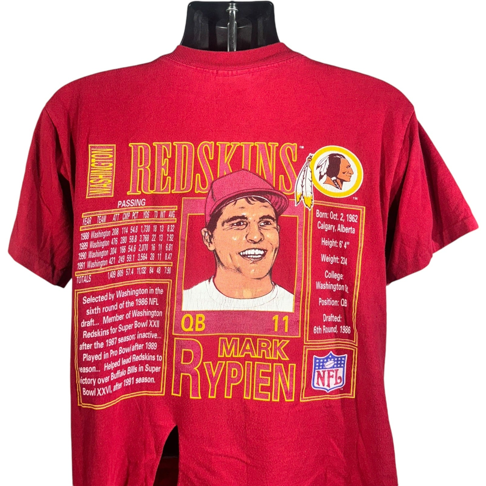 Vintage Mark Rypien Washington Redskins Nutmeg Tee