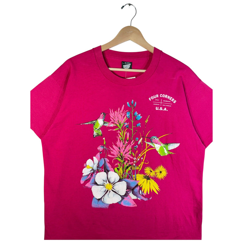 Vintage Four Corners USA Hummingbird Floral T-Shirt