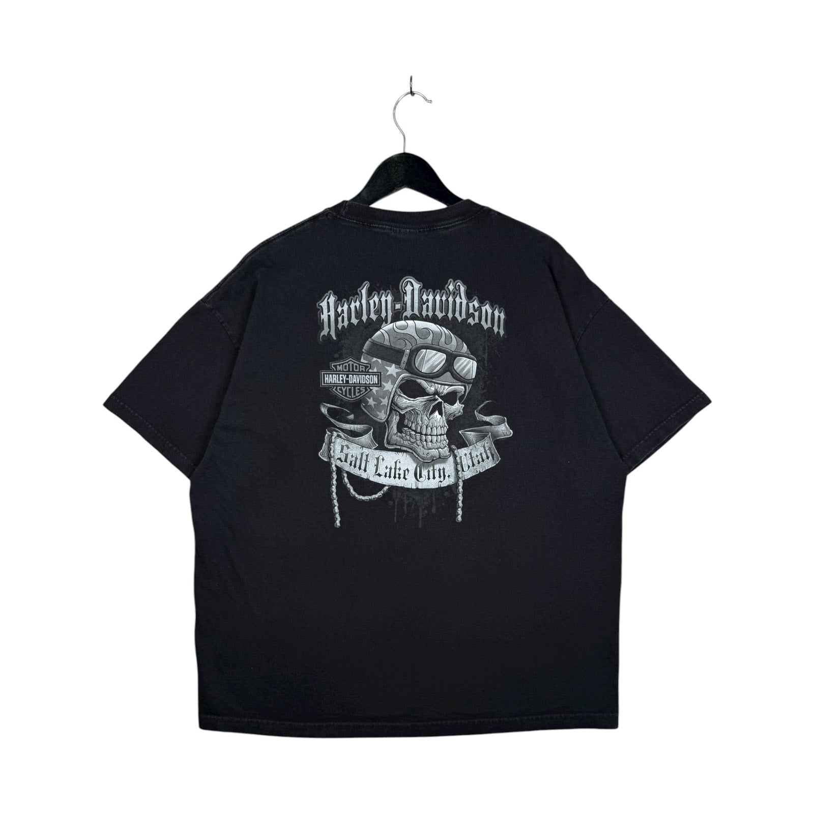 Vintage Harley Davidson Salt Lake City Skull Pocket T-Shirt