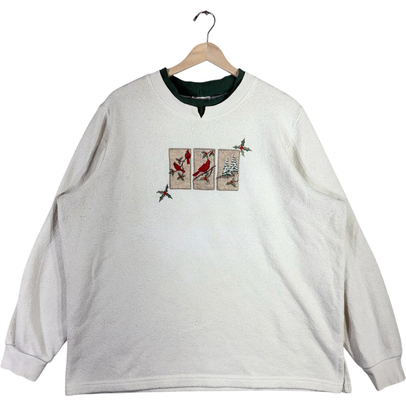 Vintage Embroidered Cardinals Nature Crewneck
