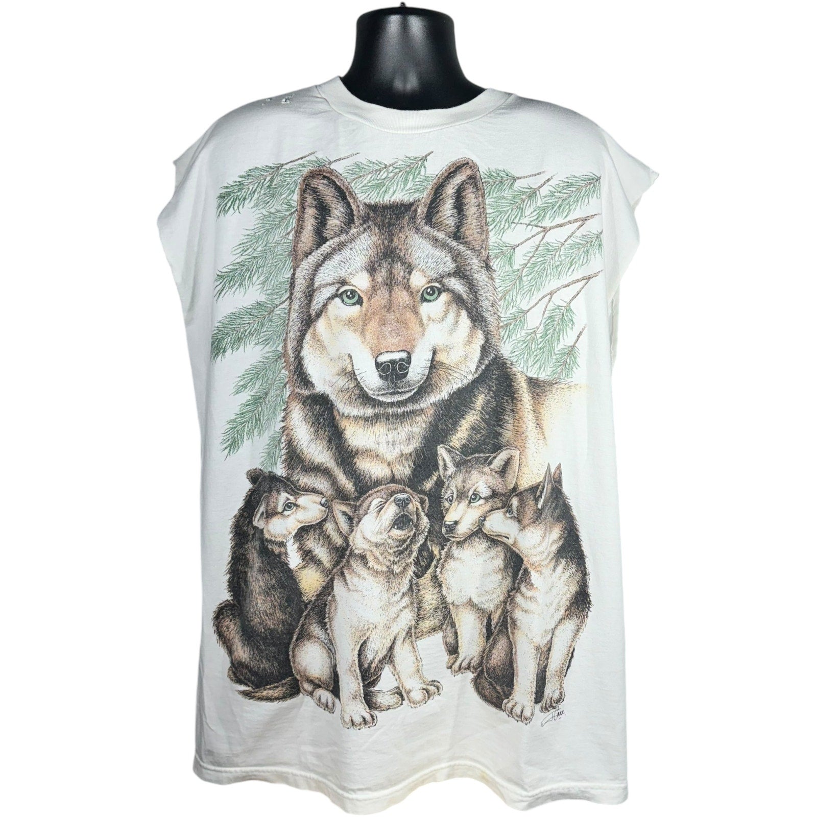 Vintage Wolf Pack Cut Off Tank Top