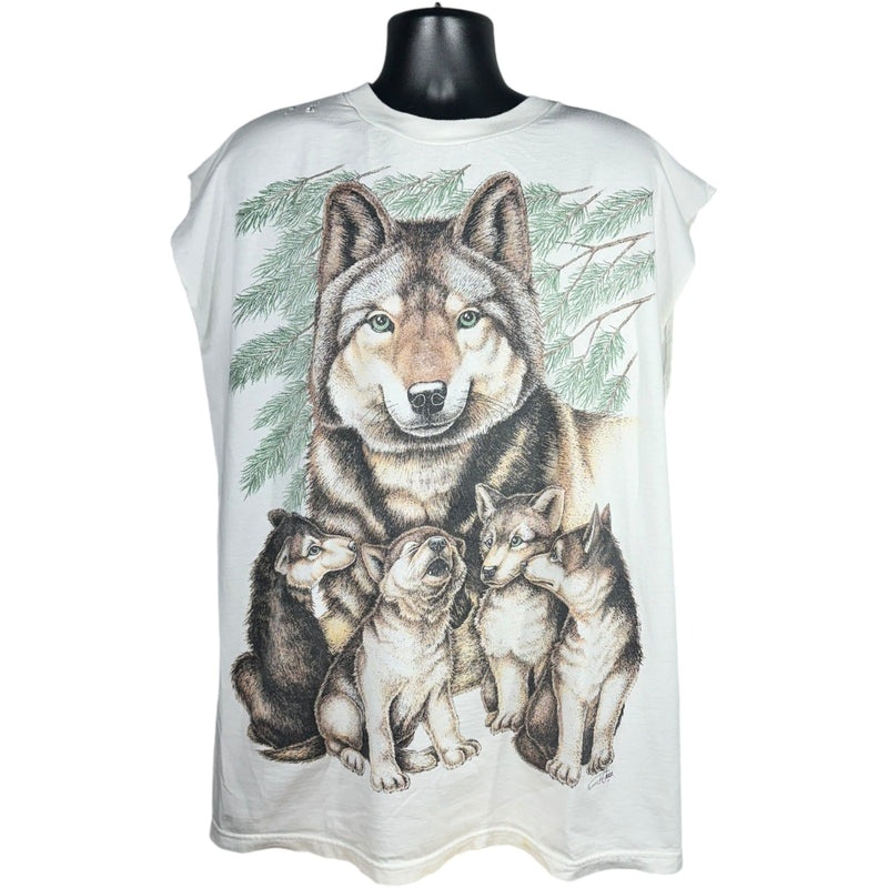 Vintage Wolf Pack Cut Off Tank Top