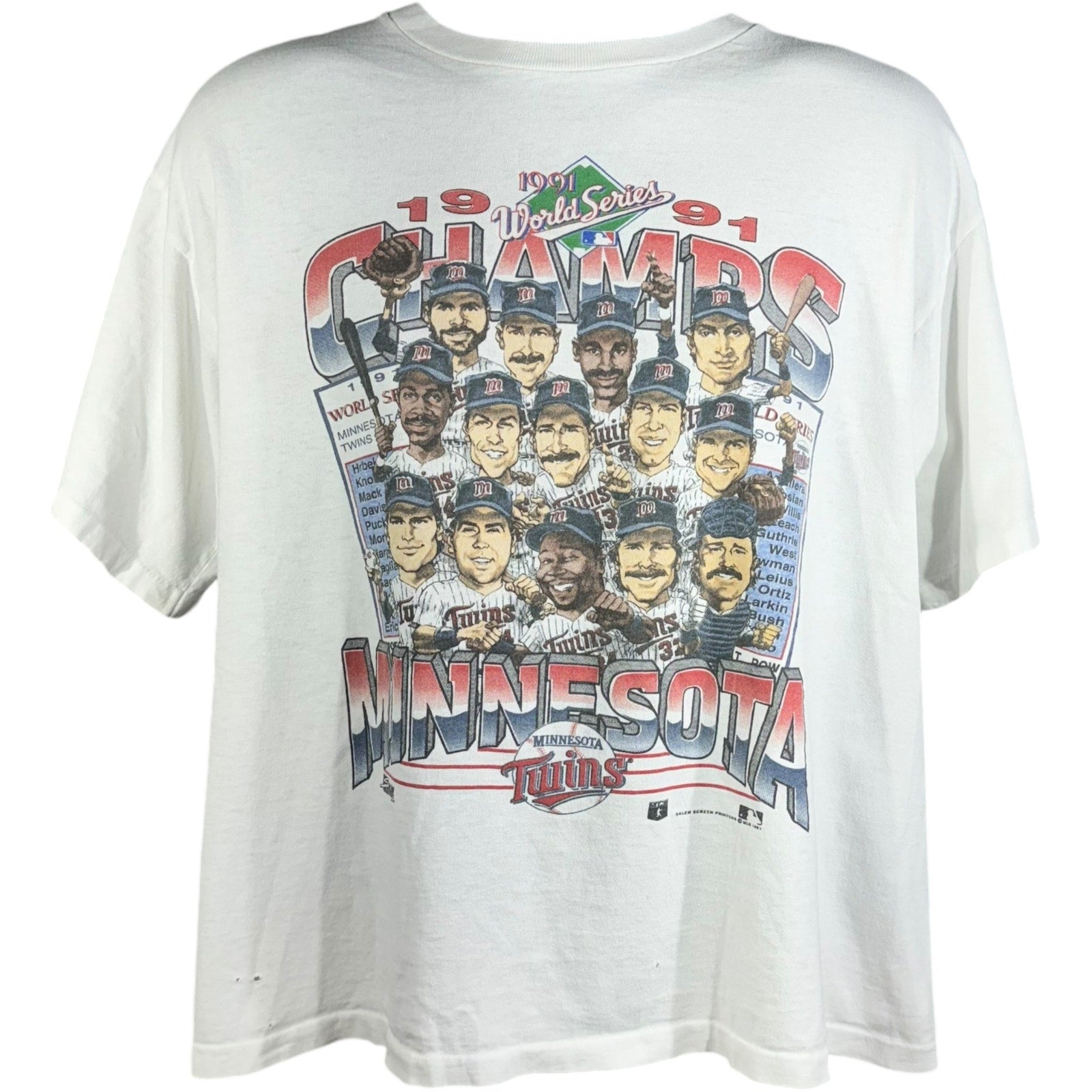 Vintage Minnesota Twins World Series Champions Caricature Tee 1991