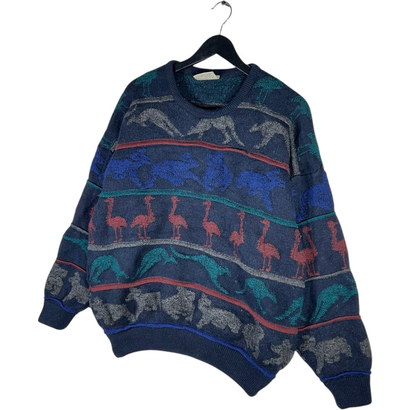 Vintage Hysport Textured Knit Animal Pattern Sweater 90s