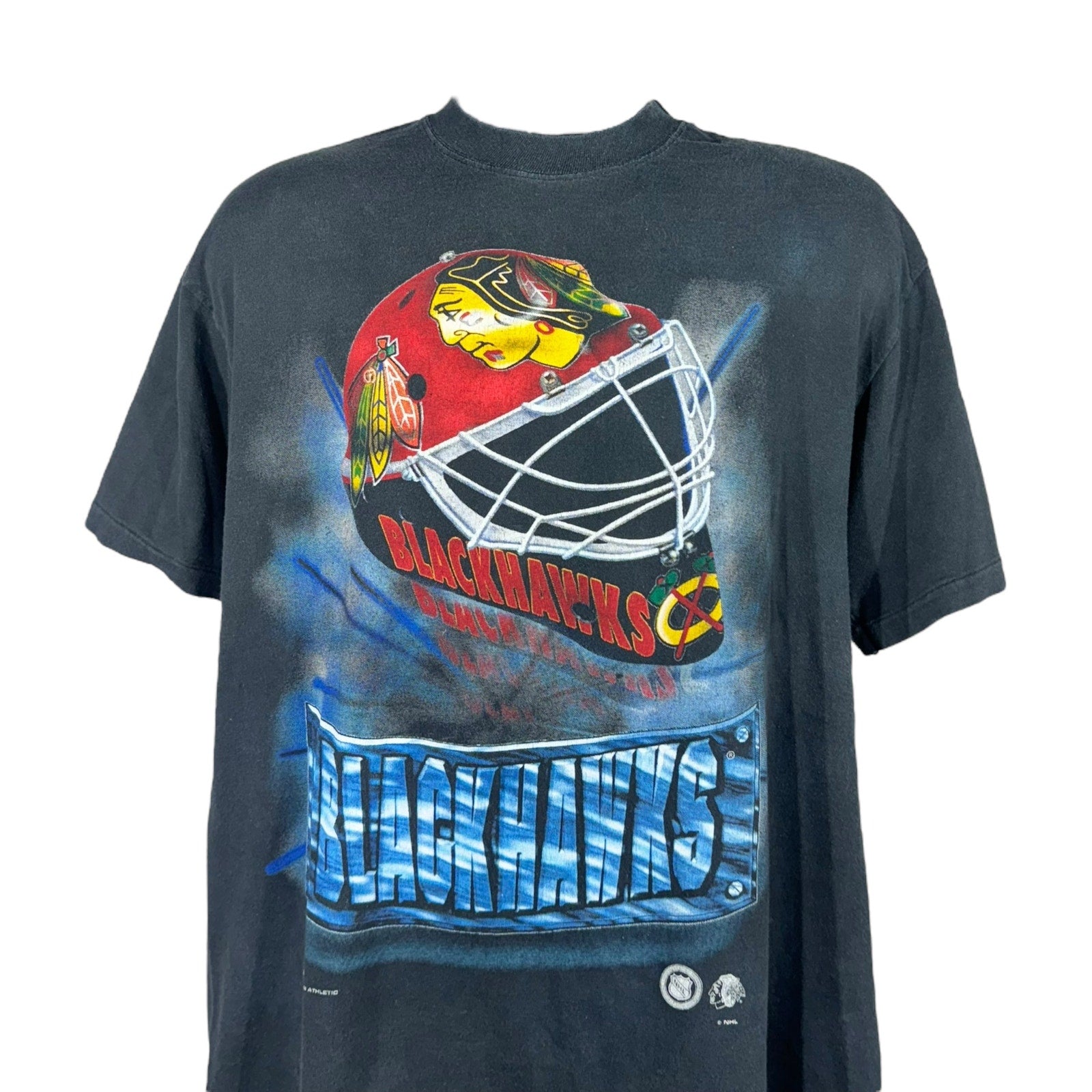 Vintage NHL Chicago Black Hawks Helmet Tee