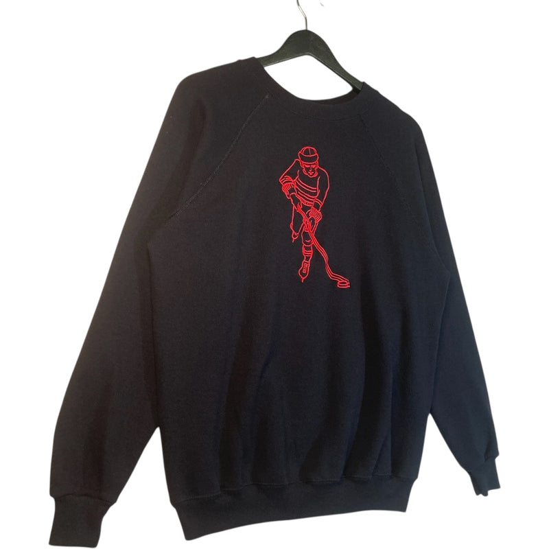 Vintage Hockey Player Drawing Crewneck