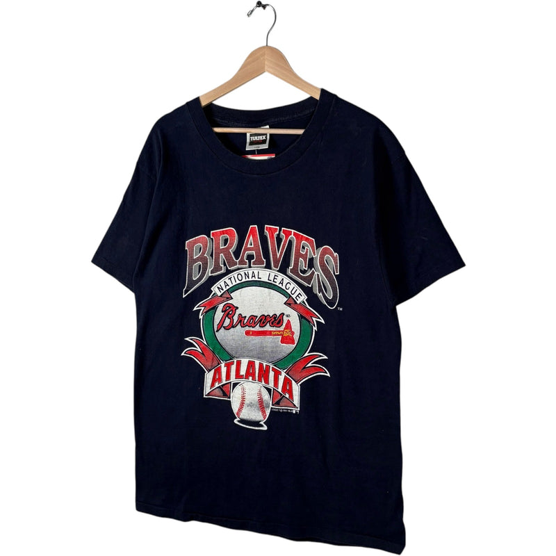 Vintage Logo 7 Atlanta Braves Spellout Logo MLB Tee 1991