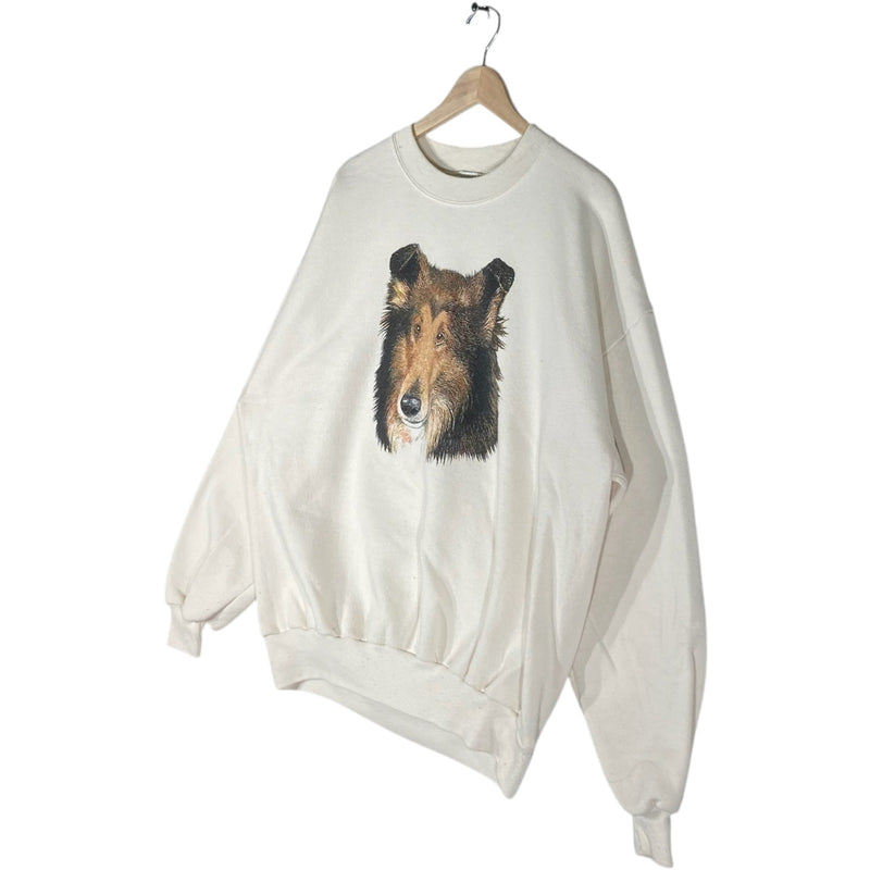 Vintage Big Face Rough Collie Dog Crewneck