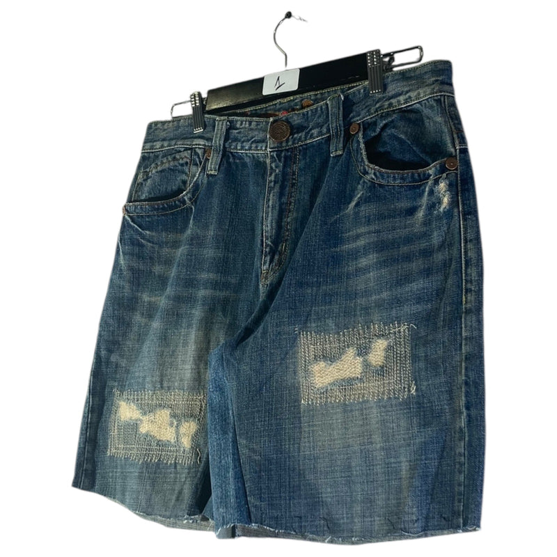 Vintage Nippon Blue Distressed Raw Hem Denim Shorts 34