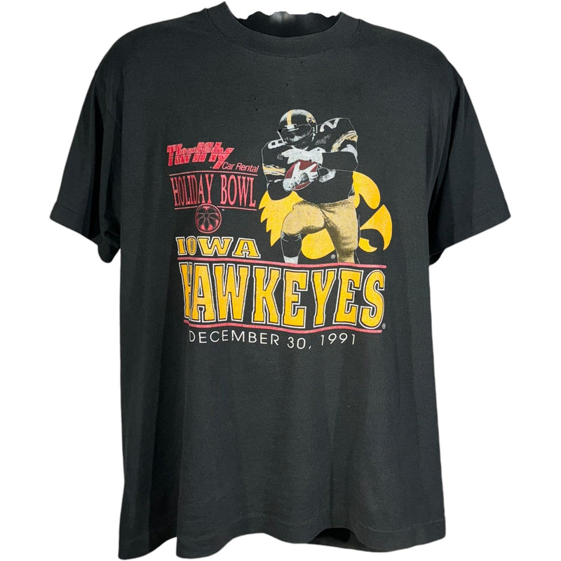 Vintage Iowa Hawkeyes Football Holiday Bowl Tee 1991