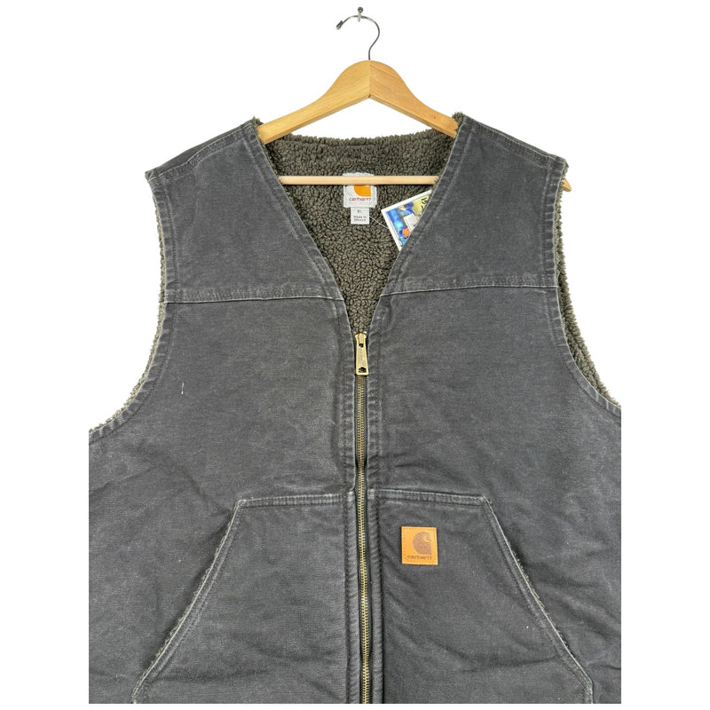 Vintage Carhartt Denim Fleece Full Zip Vest Jacket