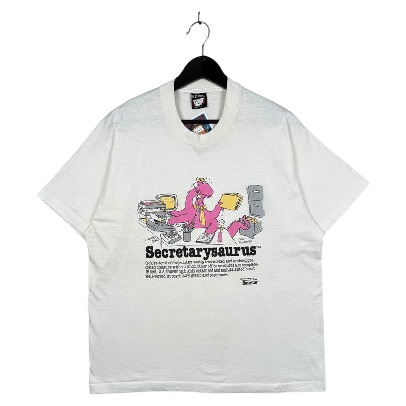 Vintage Secretarysaurus Funny Office Graphic T-Shirt