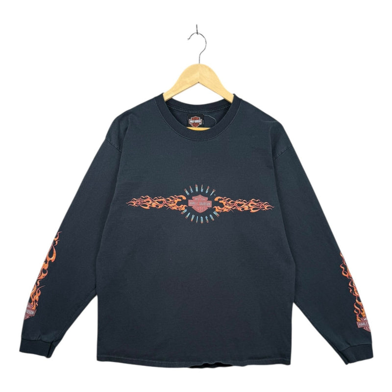 Vintage Harley Davidson Chicago Flame Graphic Long Sleeve