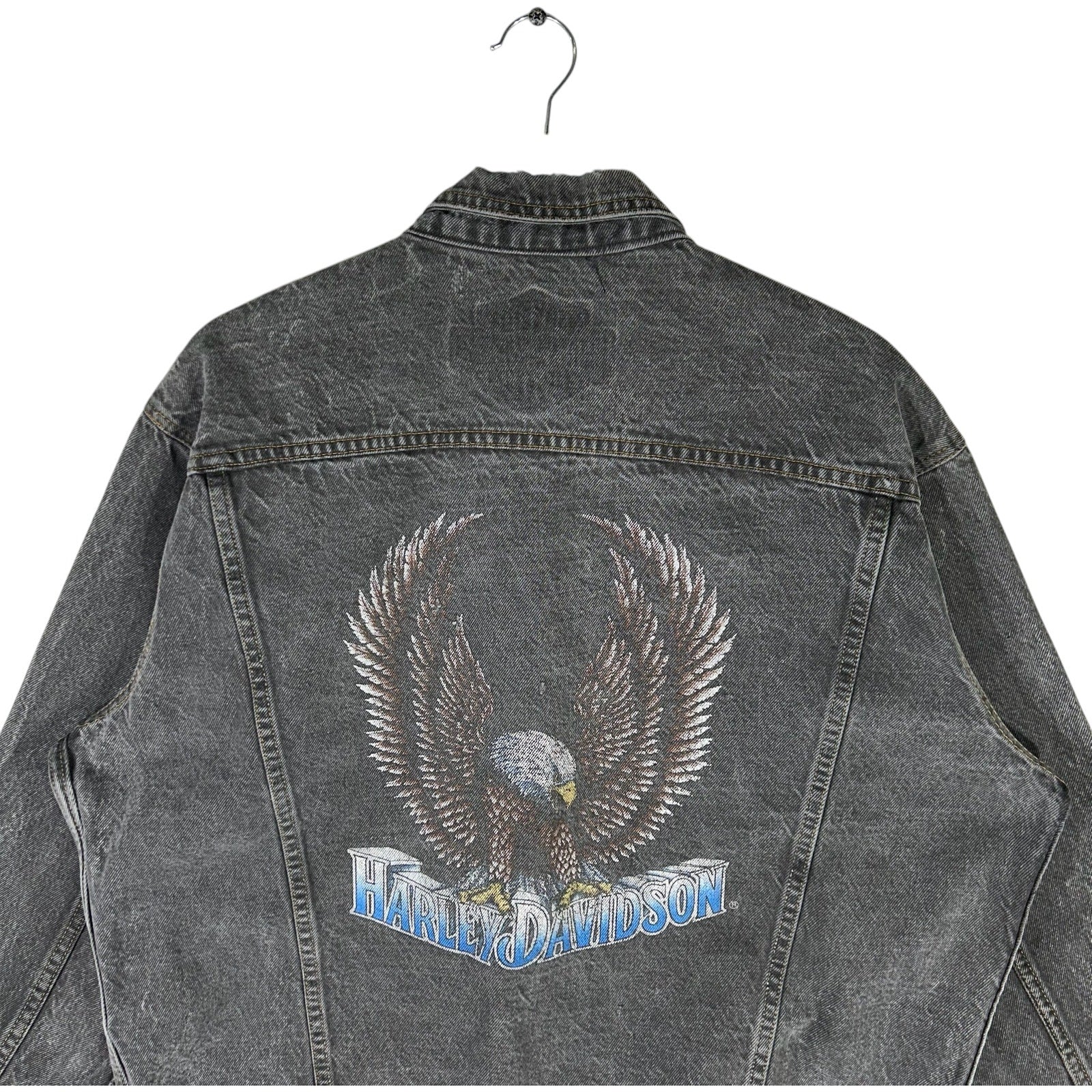 Vintage Harley Davidson Eagle Spellout Denim Jacket