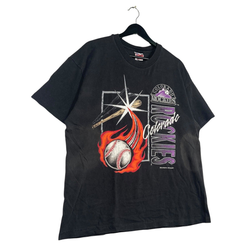 Vintage Colorado Rockies Flaming Ball MLB T-Shirt 90s