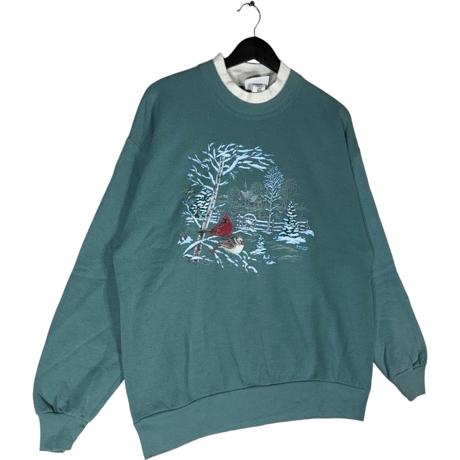 Vintage Winter Forest Cardinals Nature Crewneck