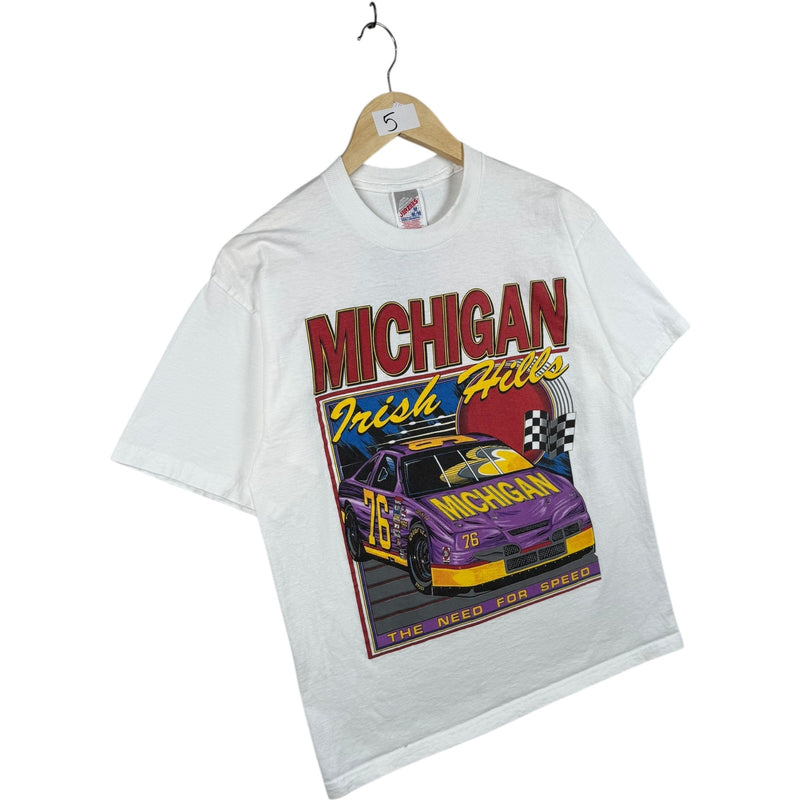 Vintage Michigan Irish Hills Racing Car Graphic T-Shirt