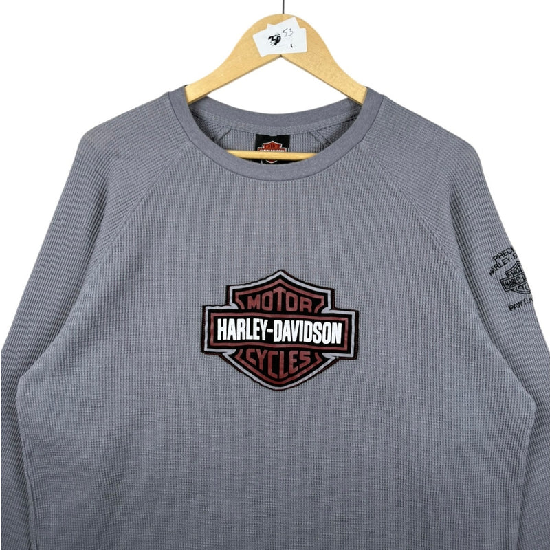 Vintage Harley Davidson Logo Waffle Knit Long Sleeve