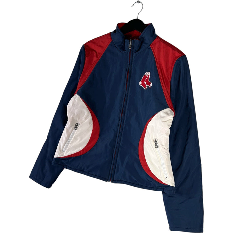 Vintage Womens Boston Red Sox Spellout Logo Bomber Jacket