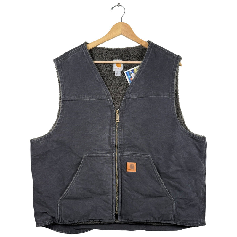 Vintage Carhartt Denim Fleece Full Zip Vest Jacket