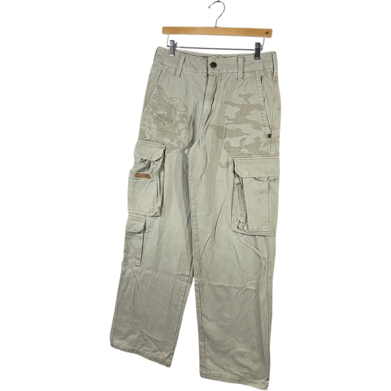 Y2K Embroidered Camo Cargo Pants 30