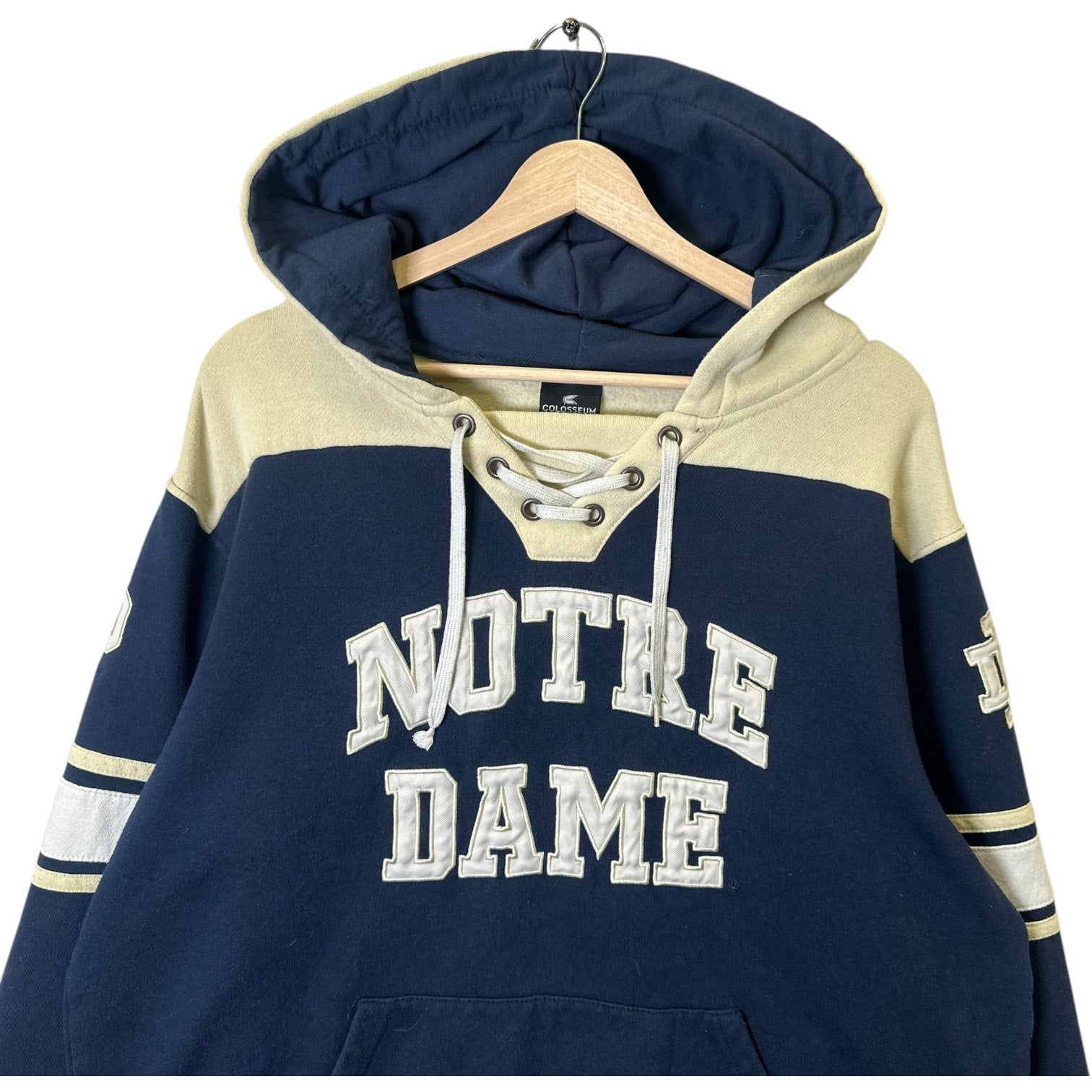 Vintage University Of Notre Dame Spellout Lace Up Hoodie