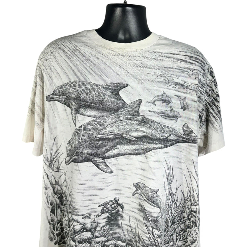 Vintage Bottlenose Dolphin Ocean Life AOP Tee