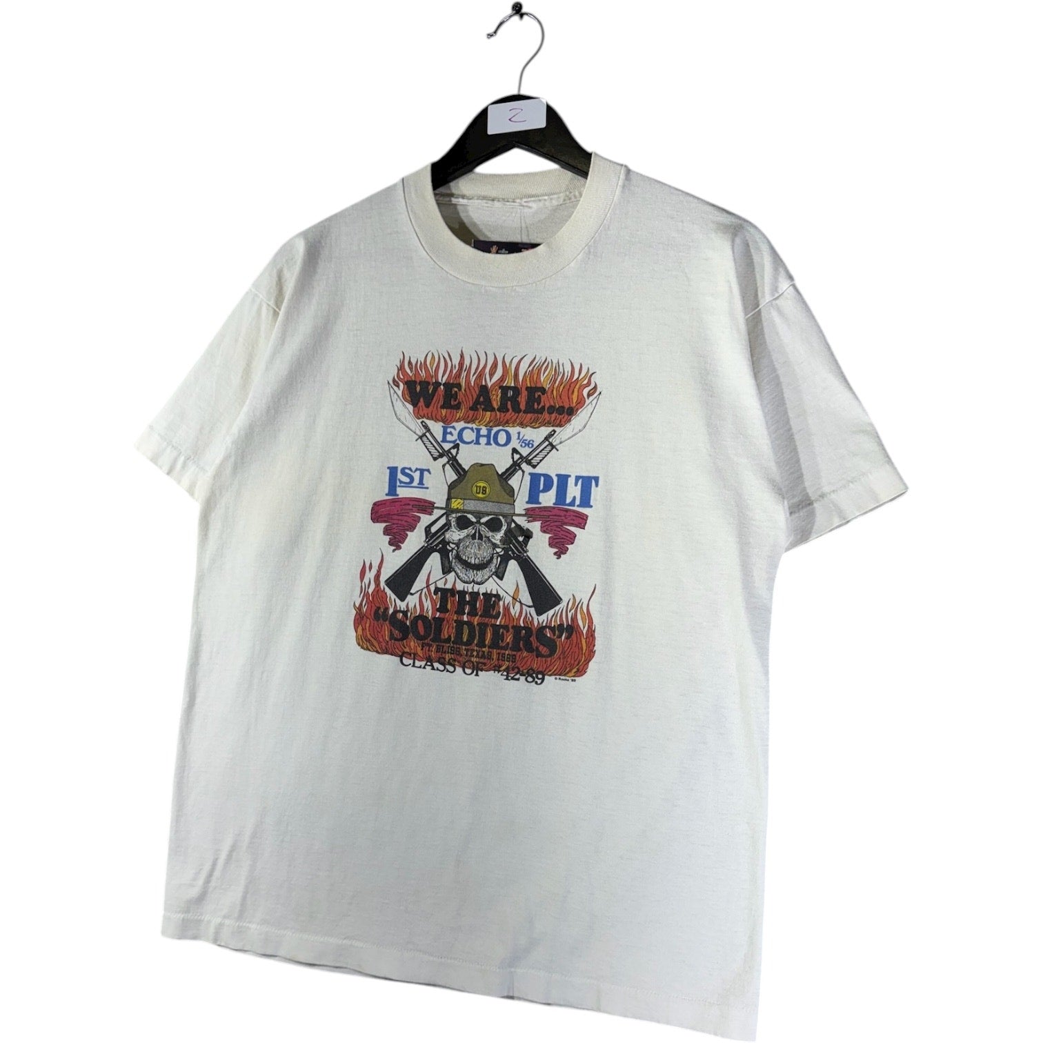 Vintage Military Skull Flame Graphic 90s T-Shirt